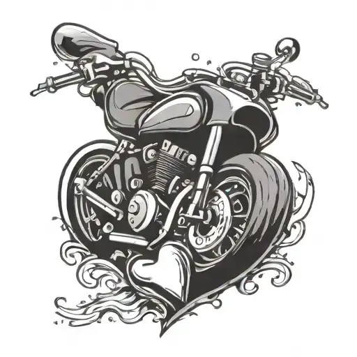 A Design Of A Motorcycle Crashing Into A Heart Symbolizing Love And Betrayal
