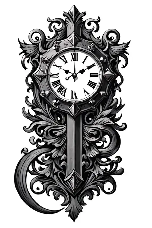 Clock Filagree Shield Cross Royalty