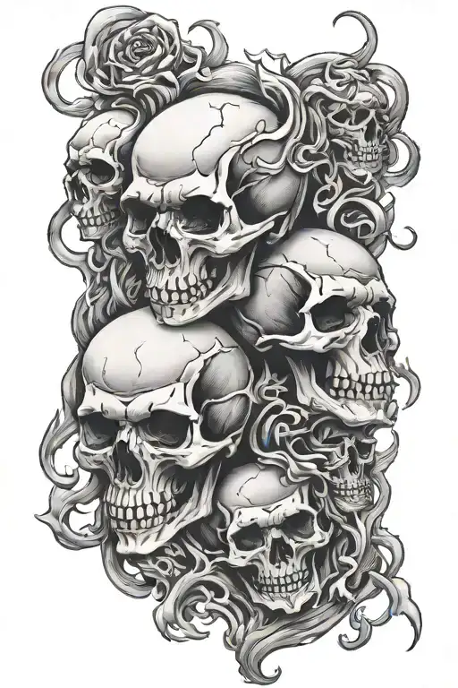 Scary Skulls On Fire Rising