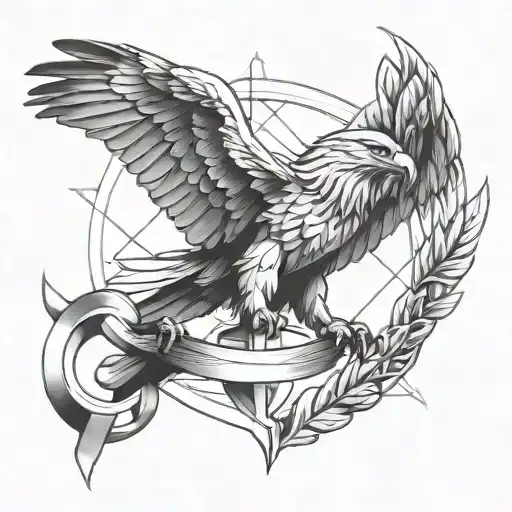I Want Some Anchor Or Arrows Kind Of Geometry Shape Around An Eagle Wingspan