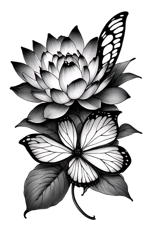 Lotus And Butterfly Resting