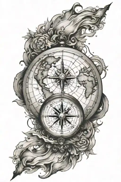 Compass With A World Map