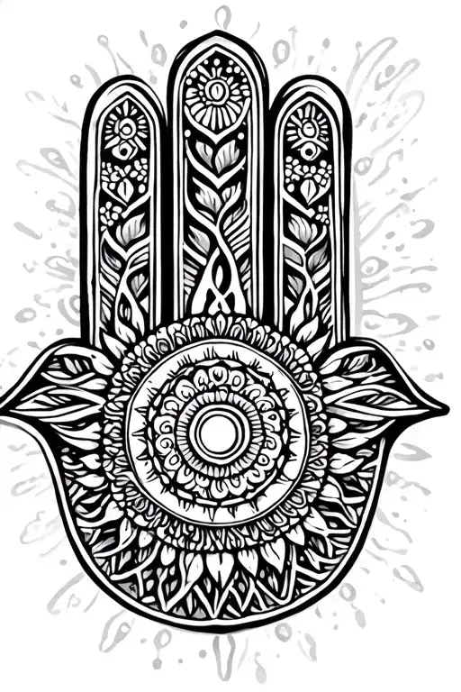 Hamsa Hand And Unalome Symbol