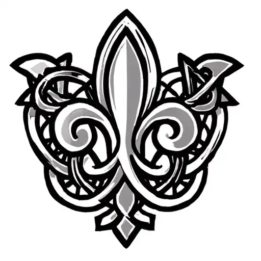 Fleur De Lis With Celtic Knot Background Black And White