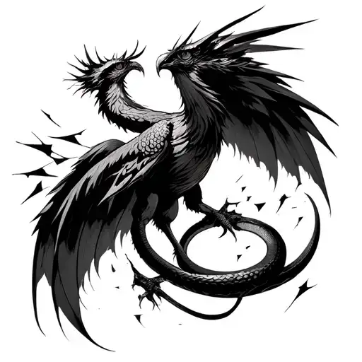Phoenix With Hour Glass Shards Stabbing Snake Eyes