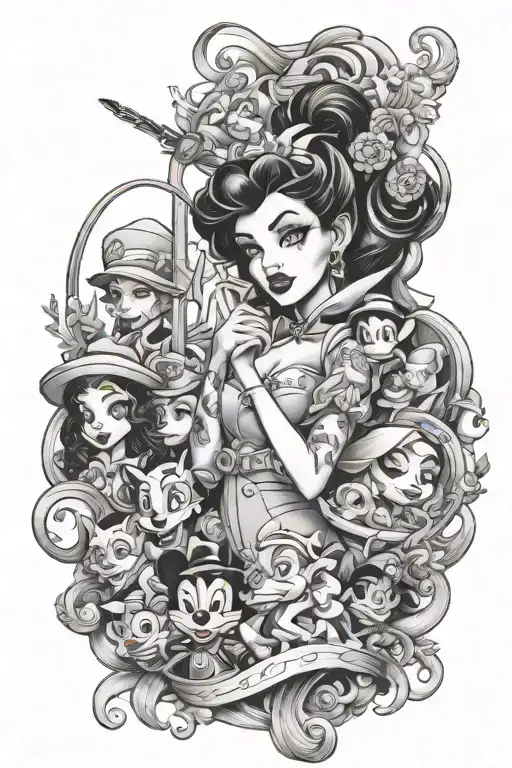 Disney Characters Surrounded Stylus Femme Fatale