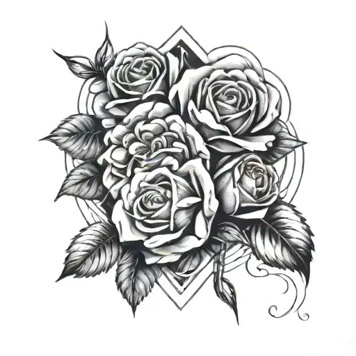 Roses Geo Patern Roman Style