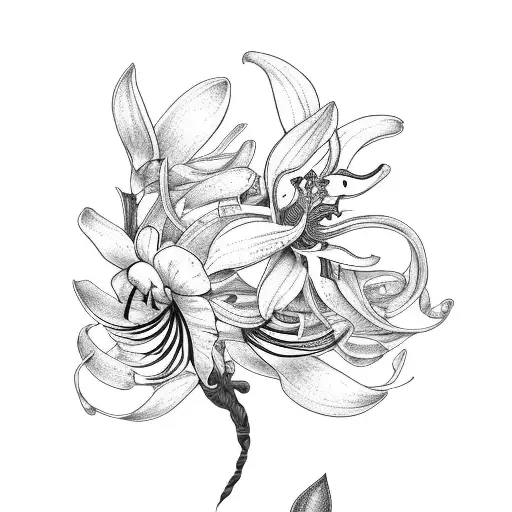 Tiger Lily With Vines And A Little Magnolia