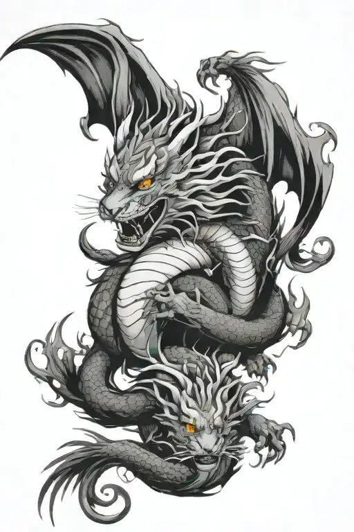 Dragon Phoenix Tiger Coo Fish And Nine Tail Kitsune All Staring At Each Other