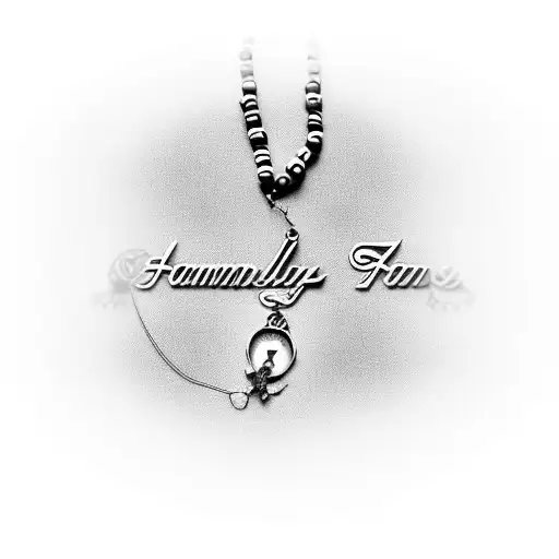 Rosary Beads Necklace With Names Of Family In Cursive