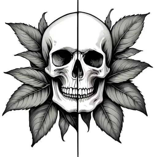 Half Skull Half Deadly Nightshade Plant Intertwined