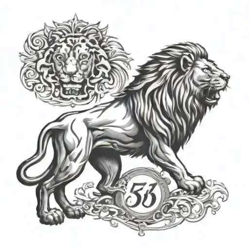 Number 513 In The Middle And A Lion In The Background