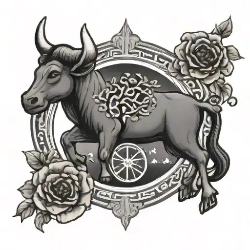 Libra Zodiac Sign With Year Of The Ox Surrounded