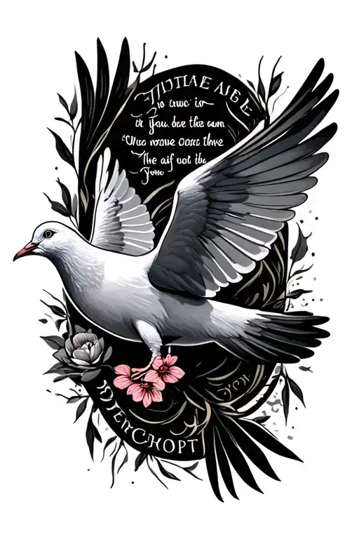 Large Dove With Quote Written