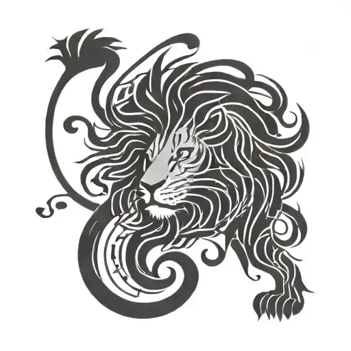 An Intricate Design Of Musical Notes Forming The Shape Of A Lion On A Black-grey Background