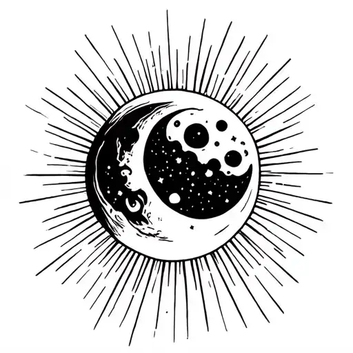 Moon And Light Rays Coming