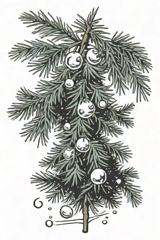 Douglas Fir Tree With Raindrop Merging Together