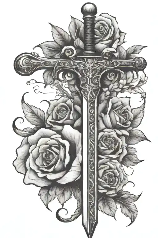 Sword With Flowers Wrapped Around It