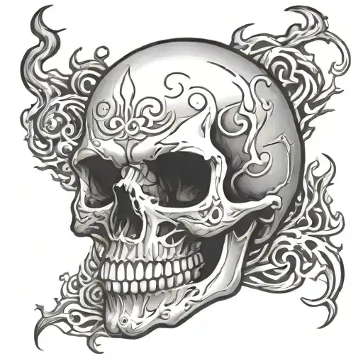 1 Skull On Fire Flames Coming For Pec