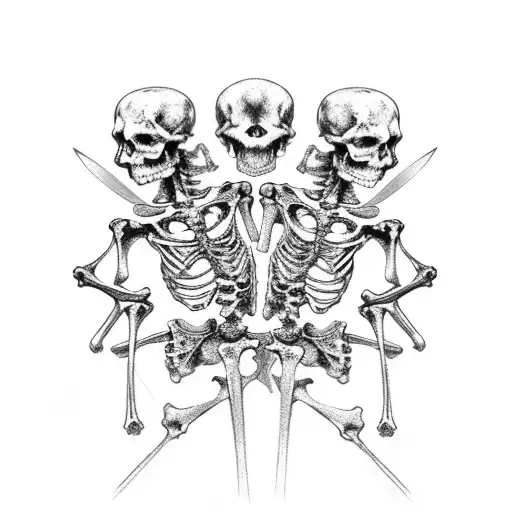 Skeleton Wedding Couple Holding Daggers Behind Their Backs