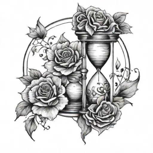 Mom And Kids Hourglass Flowers And Sky