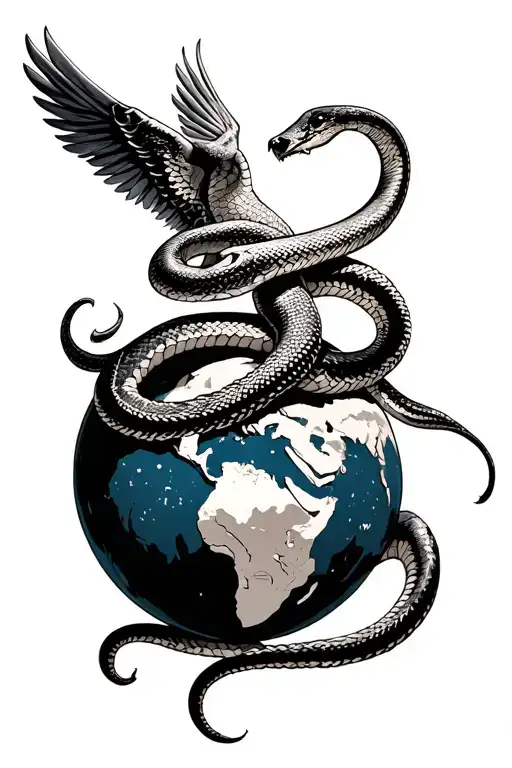 Apollo And Snake Wrapped Around The Globe