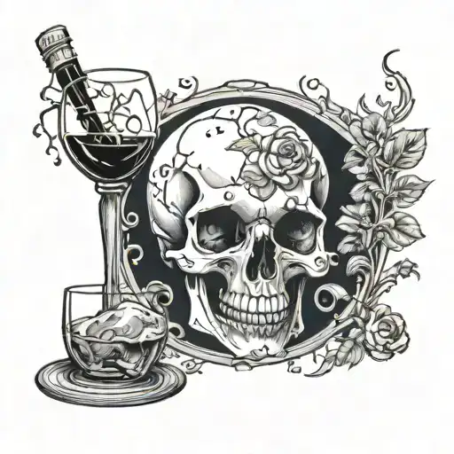 A Boney Skeleton Pouring Wine Into A Skull-shaped Glass