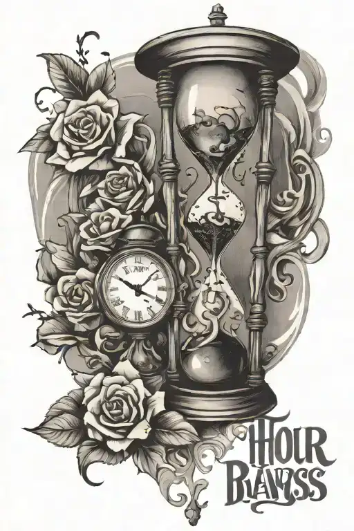 Hour Glass With Broken Clock And Quote