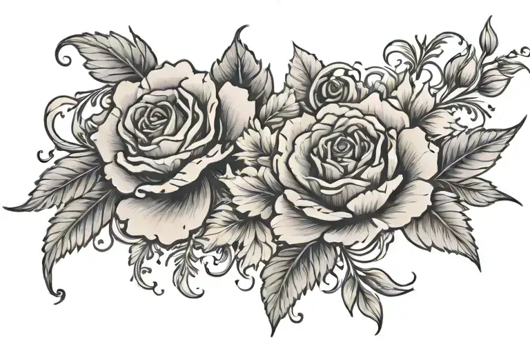 Marigold Armband Tattoo Featuring Rose And Thorns Intertwined