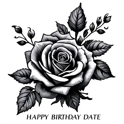 Birthday Date Tattoo With Roses