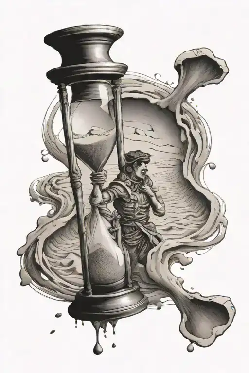 Antique Hourglass With A Man Trapped Inside Being Buried By The Sand