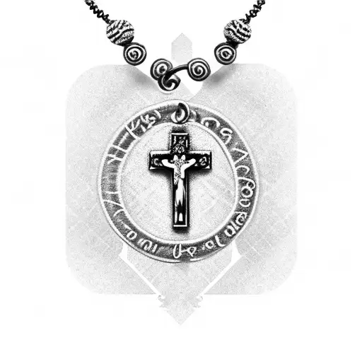 Rosary Beads Necklace With Cursive Names Of Family