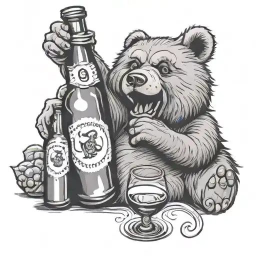 Grateful Dead Bear Poring Drinking Wine From A Bottle