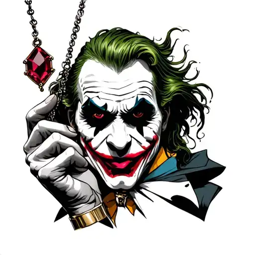 Joker Holding Ruby Pendant