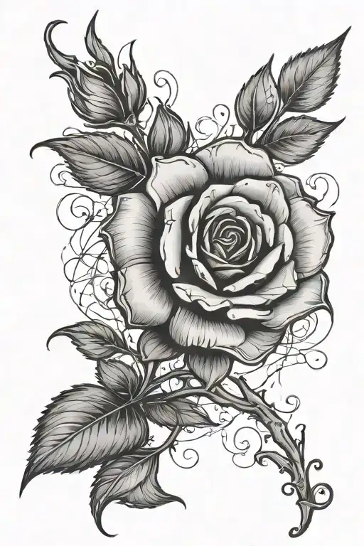 Rose Stem With Name Written Vertically