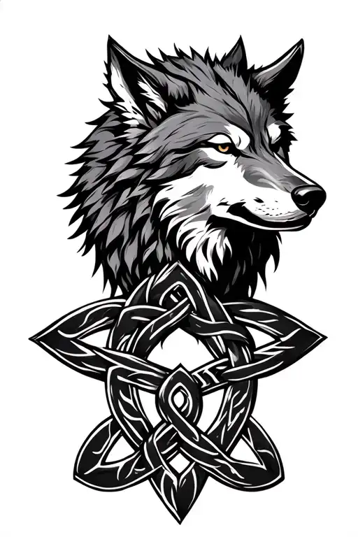 Norse Knot With Fenrir Viking Norse Wolf