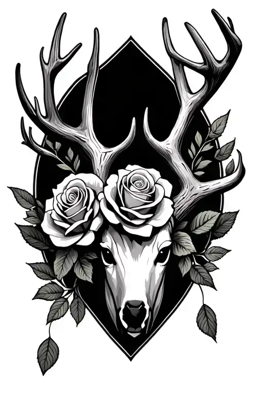 Roses Around Deer Antler