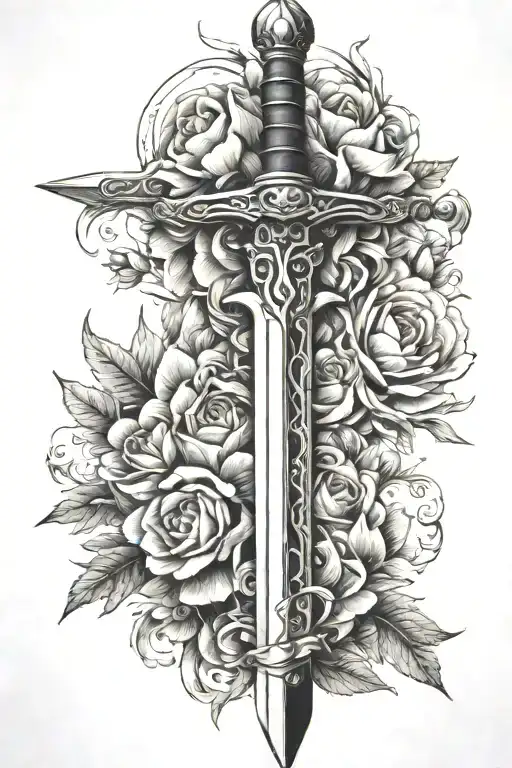 Sword With Flowers Wrapped Around It
