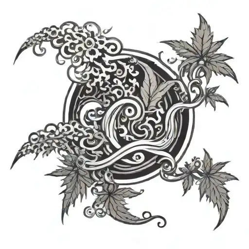 A Psychedelic Music Wave Morphing Into A Cannabis Plant