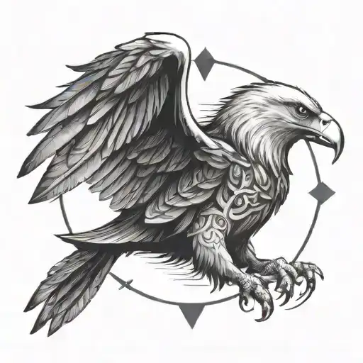 I Want Some Anchor Or Arrows Kind Of Geometry Shape Around An Eagle Wingspan