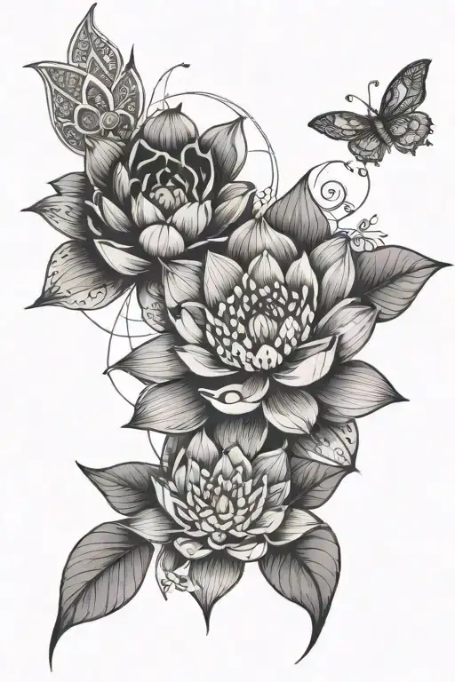 Lotus Flower And Flowers And Fine Lines And Nordic Runes