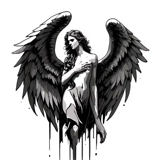 Fallen Angel With Broken Wings Tattoo Design For Men