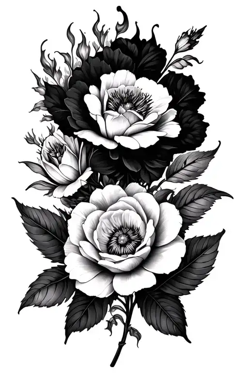Flower Composition That Takes Fire Feminine And Fine Tattoo Pas Trop D'encre
