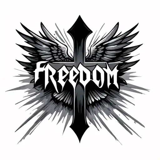 The Word Freedom Shaped Like A Cross