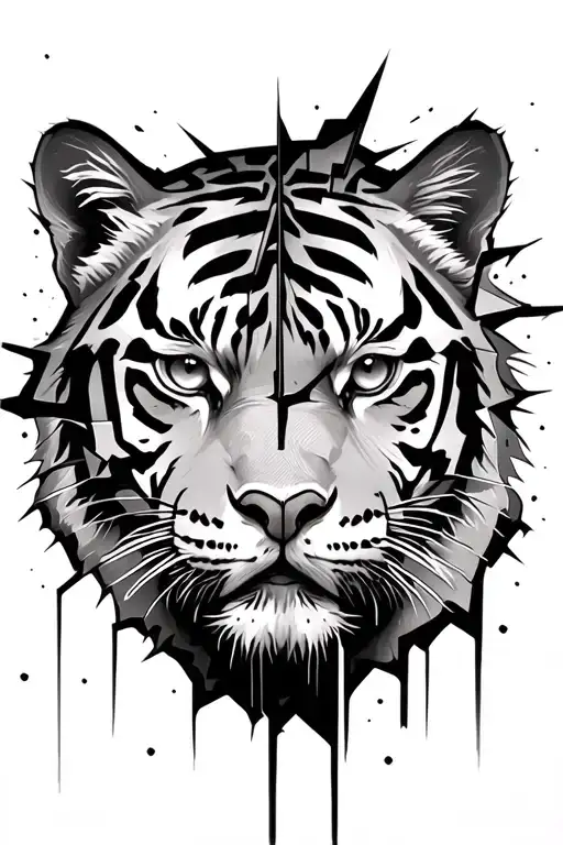 Broken Clock Tiger Face