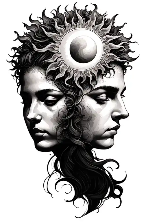 The Sun With A Female Face And A Month With A Male Face Is Separate From Each Other