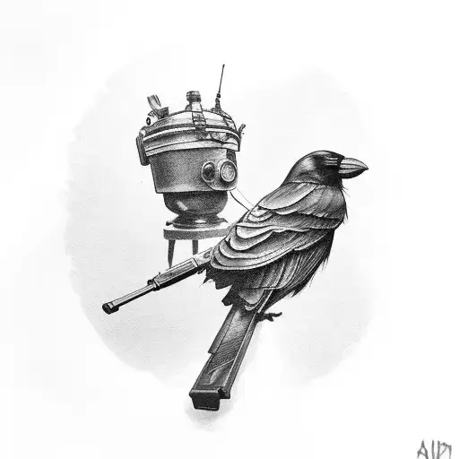 A Crow Perched On A Vintage Camera