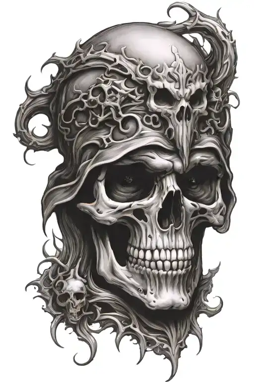 Skull And Demon Tattoo Design