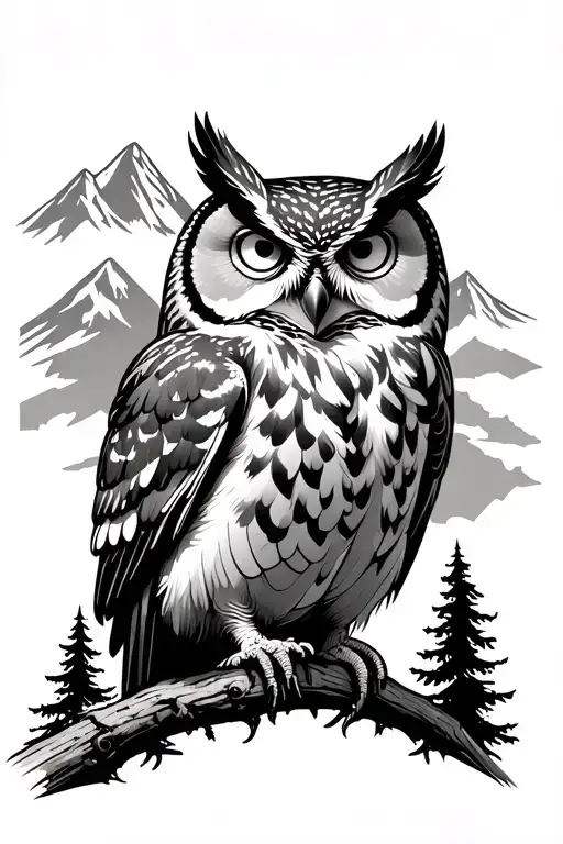 Mountains Trees Trails An Owl Perched Atop A Tree