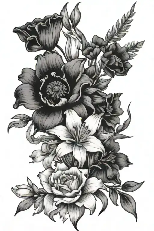 Larkspur Water Lilly Poppy And Gladiolus Bouquet Tied